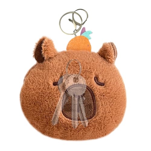 Capybara Münzhalter für Schlüsselanhänger, Capybara Geldbörse Schlüsselanhänger | Süße lustige Capybara-Geldbörse aus weichem Plüsch | Capybara-Plüsch, lässig, Geldbeutel-Anhänger, Aufbewahrung für Ko von Generisch