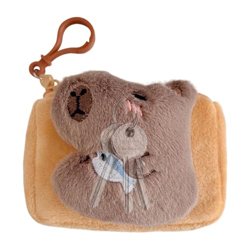 Capybara Plüsch-Geldbörse – Capybara-Tasche | Entzückende Capybara Stofftiere Geldbörse | Capybara Plüschtier Freizeittasche | Capybara Plüsch Casual Tasche | Handtasche Münztasche Schlüsselanhänger von Generisch
