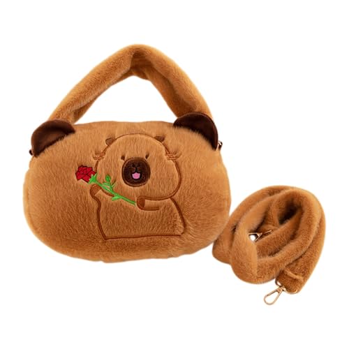 Capybara Plüschtasche, Cartoon Plüsch Tier Umhängetasche, Capybara Geldbörse, Stofftier Umhängetasche, Plüsch für Mädchen, Plüsch Tier Geldbörse für Frauen, Capybara Mode Tasche für Kinder, Schlafen von Generisch