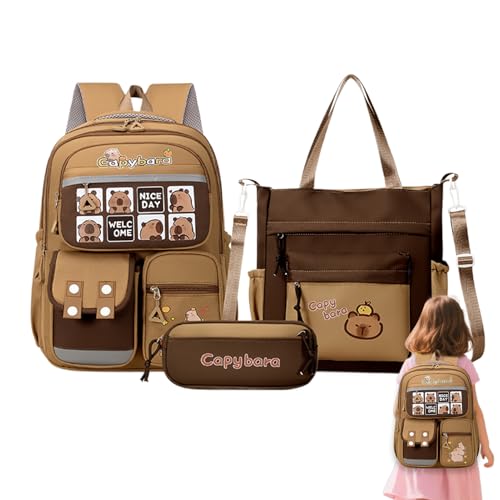 Capybara Rucksack | Reflektierender ästhetischer Schulrucksack | Große Kapazität Schultertasche Federmäppchen für Collage Student Liebhaber Picknick Geburtstag Weihnachten, B, Refer to description von Generisch