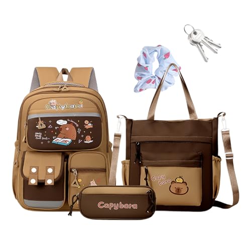 Capybara Rucksack für die Schule, niedliche Schultasche mit reflektierenden Streifen, großes Fassungsvermögen, Federmäppchen, Schultertasche für Liebhaber, Reisen, Jugendliche, Picknick, Kinder von Generisch