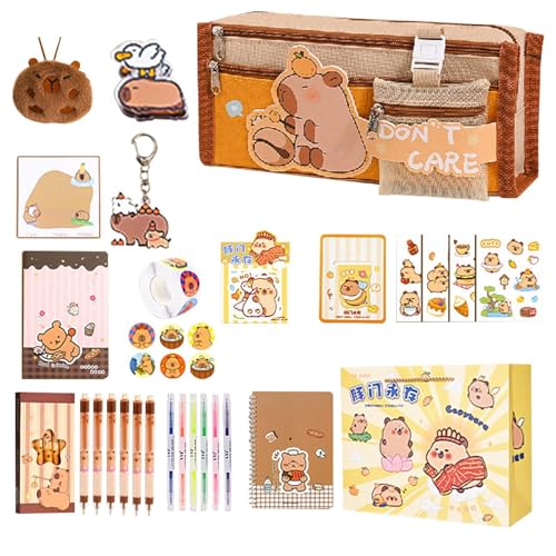 Capybara Stationery Set | Capybara Pencil Fall | Großer Kapazität breiter Öffnungsstiftbeutel | Multi-Layer-Tierstiftfall für Schüler, inklusive Notizbücher, Haftnotizen, Aufkleber, Bleistiftkoffer Capybara Stationery Set | Capybara Pencil Fall | Großer Kapazität breiter Öffnungsstiftbeutel | Multi-Layer-Tierstiftfall für Schüler, inklusive Notizbücher, Haftnotizen, Aufkleber, Bleistiftkoffer von Generisch