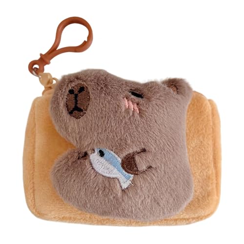 Capybara Stofftier-Geldbörse, bezaubernde Plüsch-Münztasche, Schlüsselanhänger, Mini-Aufbewahrungstasche, stilvoller Kopfhörerkabelhalter und Weihnachtsstrumpffüller von Generisch