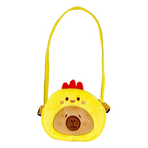 Capybara Stofftiertasche, Capybara Plüsch Geldbörse - Diagonale Stofftier-Geldbörse | 15 cm/5,9 Zoll verstellbare Plüschtasche, Geldbörse in Tierform für Frauen und Mädchen von Generisch
