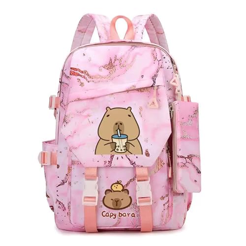 Capybara-Themen-Rucksack-Set, 3-in-1, Kinder-Büchertasche, isolierte Lunchbox und Schreibwaren-Tasche, wasserdichte Schulutensilien für Kinder von 7–12 Jahren (2025 Back-to-School Limited Edition), von Generisch