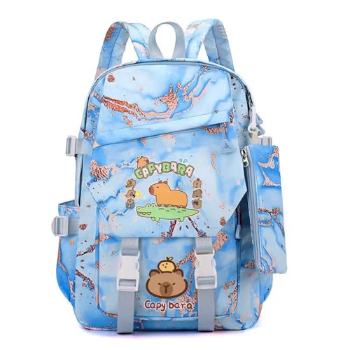 Capybara-Themen-Rucksack-Set, 3-in-1, Kinder-Büchertasche, isolierte Lunchbox und Schreibwaren-Tasche, wasserdichte Schulutensilien für Kinder von 7–12 Jahren (2025 Back-to-School Limited Edition), von Generisch