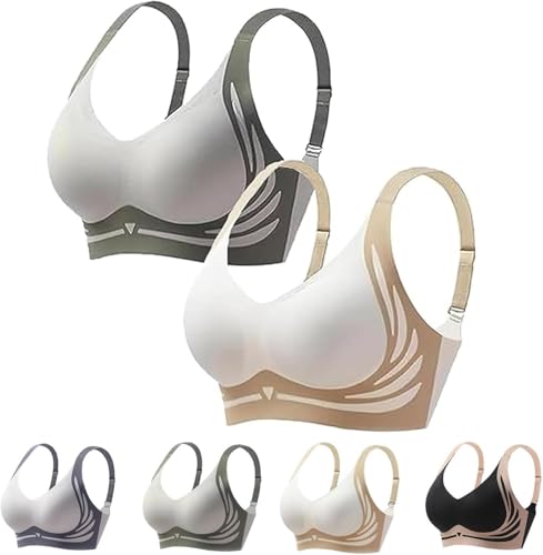 Lushfitting BH, Lushfitting Powerful Push Up Seamless Bra, Lushfitting Super Gather Bra Wireless Push Up Bra, 2 Stück - B, XXL von Generisch