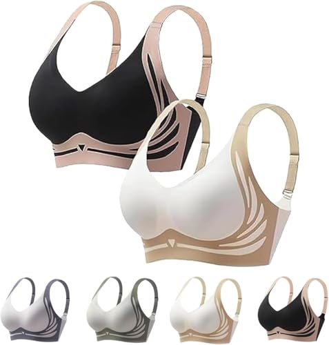 Lushfitting BH, Lushfitting Powerful Push Up Seamless Bra, Lushfitting Super Gather Bra Wireless Push Up Bra, 2 Stück - A, L von Generisch