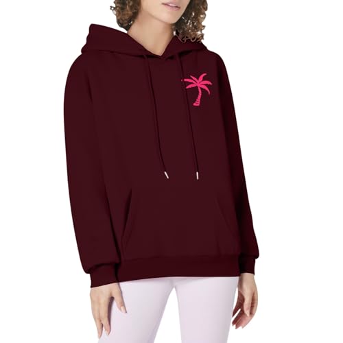 Cardigan Teenager Hoodies für Frauen und Mädchen, süße grafische Sweatshirts, Y2K-Tops mit 2025 Sweater Damen Ohne (Wine, XXL) von Generisch