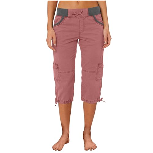 Cargo-Caprihose für Damen, hohe Taille, Cargohose, gerades Bein, Outdoor-Hose für Arbeit, Reisen, Cargohose, kurze Hose für UK-Kampfhose, rose, S Cargo-Caprihose für Damen, hohe Taille, Cargohose, gerades Bein, Outdoor-Hose für Arbeit, Reisen, Cargohose, kurze Hose für UK-Kampfhose, rose, S von Generisch