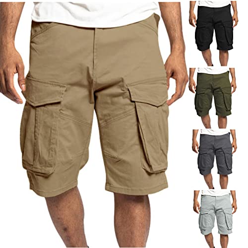 Cargo Shorts Herren Chino Shorts Elastische Taille Cargohose mit Große Taschen Kurze Hosen Herren Sommer Freizeithose Sporthose Wanderer Camping Atmungsaktive Relaxed Fit von Generisch