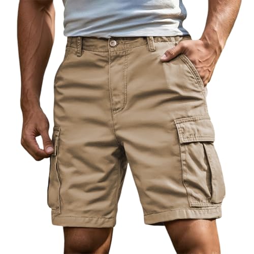 Cargo Shorts Herren Schwarz Kurz Hosen Mit Reißverschluss Und Knopf Mehrere Taschen Arbeitshose Männer Kurz Einfarbig Leichtes Sommer Cargoshorts Klassische Geschnittene Sportshorts Outdoorhose von Generisch