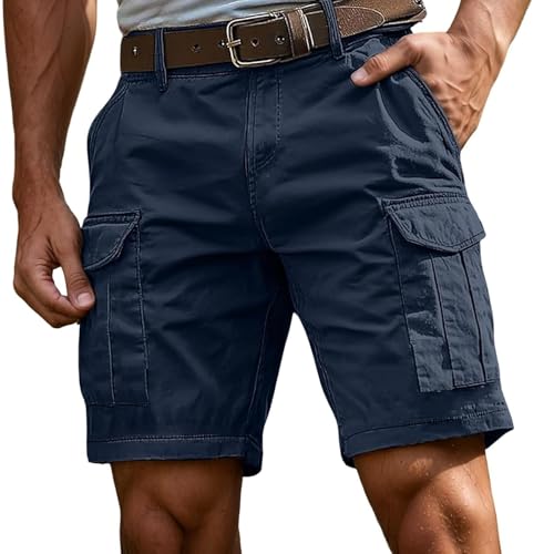 Cargo Shorts Herren Sommer Freizeithose mit Mehrere Taschen Cargo Sportshorts Kurz Hosen Cargohose Einfarbig Arbeitshosen Sommer Shorts Klassische Geschnittene Outdoorhose Klassisch von Generisch