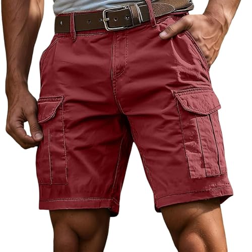 Cargo Shorts Herren Sommer Freizeithose mit Mehrere Taschen Cargo Sportshorts Kurz Hosen Cargohose Einfarbig Arbeitshosen Sommer Shorts Klassische Geschnittene Outdoorhose Klassisch von Generisch