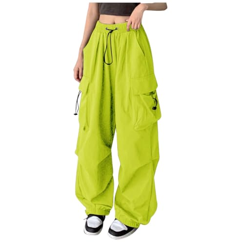 Cargohose Damen Baggy - Weite Hose Damen Hip Hop Y2K Jogginghose Streetwear Freizeithose mit Gummizug Oversized Vintage Weites Bein Sweathose Fallschirmhose Cargo Lange Hosen für Frauen von Generisch