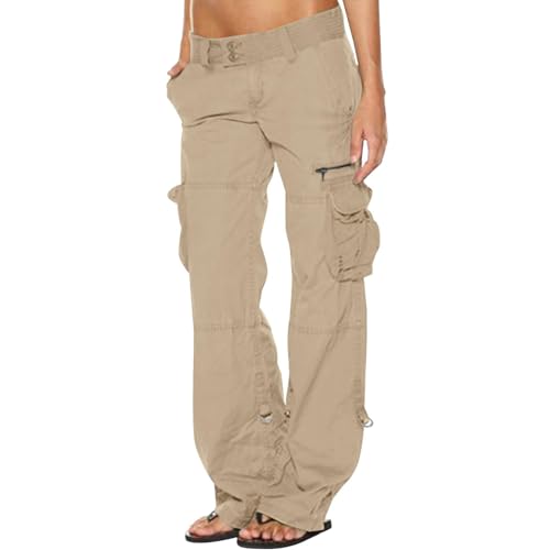 Cargohose Damen Sommer Sale,Baggy Y2K Multi Taschen High Waist Stretch Wanderhose,Sport Jogginghose,Cargohose Damen Weite Hosen Stretch High Waist Cargo Hosen mit Gummizug Outdoor Hose von Generisch