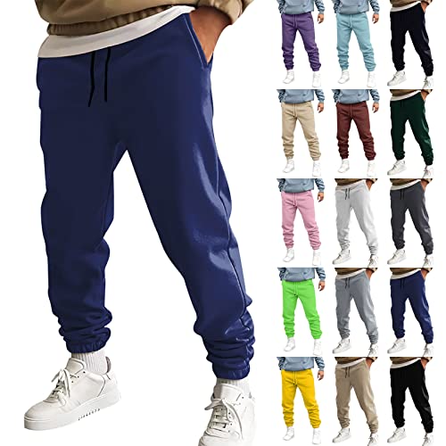 Cargohose Herren, Jogginghose Herren Sporthose Elastische Taille Kordelzug Warme Wanderhose Arbeitshosen Für Männer Mit Taschen Hosen Active Touch Garten-Arbeitshose Sweatpants (XXL, Royal Blue) von Generisch