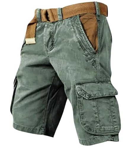 Cargohose Herren Arbeitshose mit Mehreren Taschen Kurze Hosen Elastische Taille Herren Bermuda Kurze Hose Shorts Chino Hose Regular Fit Sommer Freizeithose Outdoor-Trekking von Generisch