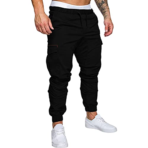 Cargohose Herren Baumwolle Chino Hose Herren Cargo Hose Jogginghose Casual Sporthose Elastische Taille mit Kordelzug Sweatpants Herren mit 6 Taschen Arbeitshose Herren Slim Sweatpants Herren von Generisch