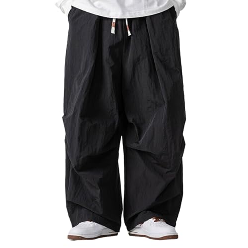 Cargohose Herren Strand Sommerhose Weitem Bein Japanisch Hose Straight Leg Jogginghose Loose Freizeithose Mode Pluderhose Große Größen Hosen Funktionshose von Generisch