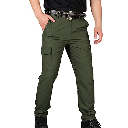 Cargohose Herren Stretch Regular Fit,Freizeithose Herren Lang Und Leicht Dünn Polyester Outdoorhose Verschleißfestem Trekkinghose Elastische Taille Mit Taschen Sommerhose Atmungsaktiv Arbeitshose von Generisch