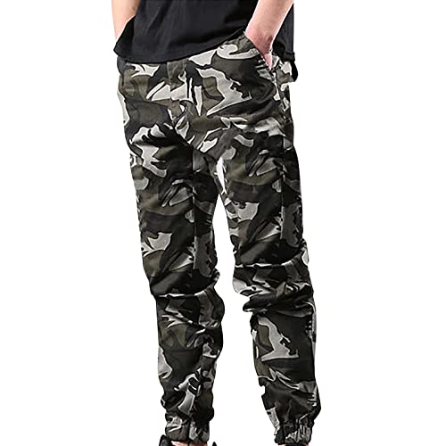 Cargohose männer grau Track Pants Men Baggy Trainingshose Men lang 4XL winterwanderhosen männer Jogginghose Herren Baggy hip hop Taktische Hose Herren militär von Generisch