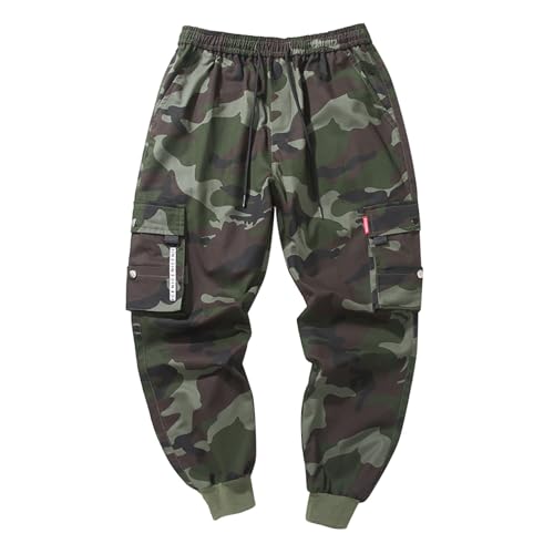 Cargohosen für Herren Lang - Camouflage Cargo Hose Herren Sommer Cargohose Stretch Vintage Tarnhose Modern Loose Fit Jogginghose Bequem Freizeithose Leichte Herrenhose Baggy Sommerhose von Generisch