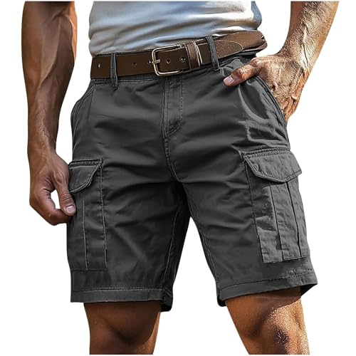 Cargoshorts Herren Kurze Hosen mit Reißverschluss und Knopf Mehrere Taschen Männer Einfarbig Sommer Shorts Klassische geschnittene Sportshorts Outdoorhose Cargoshorts Herren Kurze Hosen mit Reißverschluss und Knopf Mehrere Taschen Männer Einfarbig Sommer Shorts Klassische geschnittene Sportshorts Outdoorhose von Generisch