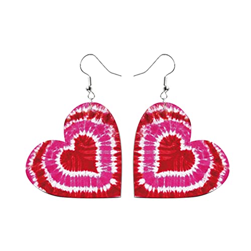 Cartilage Cuff Earrings rot schwarz, kariert, Tie Dye, Leopardenmuster, Herz, Lederohrringe, tropfenförmiges Geschenk für Mädchen Sticker Ohrringe Mädchen (D, One Size) von Generisch