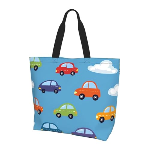 Cartoon Auto Wolke Tote Bag Damen Schulterhandtaschen Süße Taxi Einkaufstaschen Wasserabweisend Große Handtasche mit Innentasche für Arbeit Reise Schule von Generisch