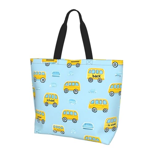 Cartoon Bus Tote Bag Damen Schulterhandtaschen Niedlich Auto Einkaufstasche Wasserabweisend Große Handtasche mit Innentasche für Arbeit Reise Schule von Generisch