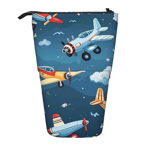 Cartoon-Flugzeug-Federmäppchen, Raumschiff, Stifteetui, Teleskop-Federtasche, Pop-Up-Kosmetiktasche, Schreibwaren-Organizer für Schule, Büro, Reisen von Generisch