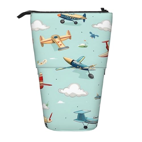 Cartoon-Flugzeug-Federmäppchen, niedliches Flugzeug, Stifteetui, Teleskop-Bleistifttasche, Pop-Up-Kosmetiktasche, Schreibwaren-Organizer für Schule, Büro, Reisen von Generisch