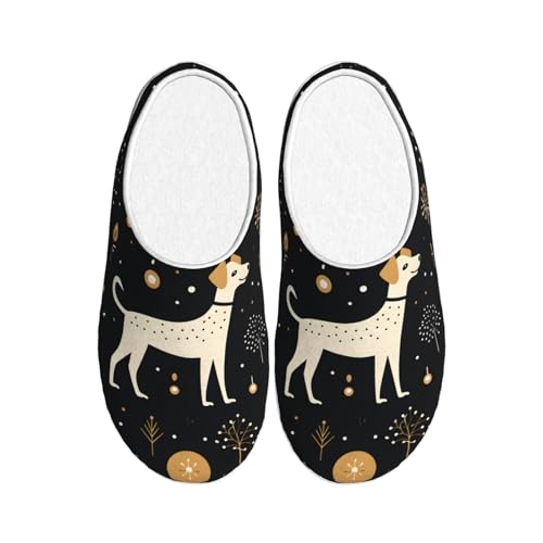 Cartoon Lustige Hund Damen Hausschuhe Flanell Haus Hausschuhe für Männer Lovely Puppy rutschfeste Warme Winterschuhe für Indoor Outdoor, mehrfarbig, X-Small Men/ XX-Large Women von Generisch