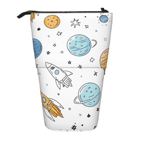 Cartoon-Weltraum-Planeten-Stehendes Federmäppchen, Universum, Rakete, Stifteetui, Teleskop-Bleistifttasche, Pop-Up-Kosmetiktasche, Schreibwaren-Organizer für Schule, Büro, Reisen von Generisch