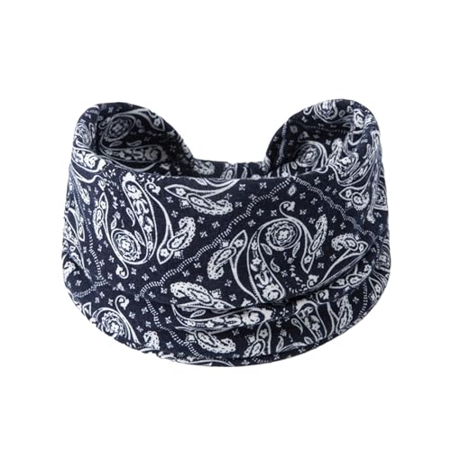 Cashew geknotetes Stirnband Krawatte Stirnband elastische breite Krempe Yoga Sport Stirnbands weiblich Stirnbänder Damen Winter Weinrot (Navy, One Size) von Generisch