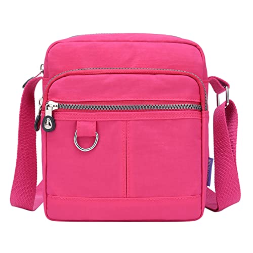 Casual Nylon Geldbörse Handtasche Umhängetasche Wasserdichte Umhängetasche Handtasche für Frauen Fahrrad Umhängetaschen Herren (Hot Pink, One Size) von Generisch