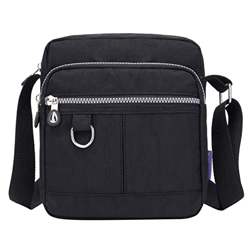 Casual Nylon Geldbörse Handtasche Umhängetasche Wasserdichte Umhängetasche Handtasche für Frauen Hose Mit Taschen An Den Seiten Damen (Black, One Size) von Generisch