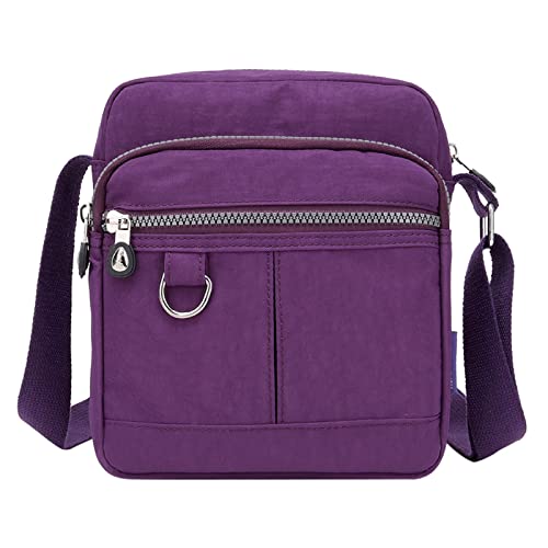 Casual Nylon Geldbörse Handtasche Umhängetasche Wasserdichte Umhängetasche Handtasche für Frauen Hose Mit Taschen An Den Seiten Damen (Purple, One Size) von Generisch
