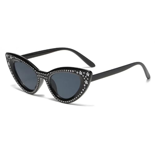 Cat Eye Diamant Sonnenbrille Mode Sonnenbrille Damen Brille, Schwarz , Einheitsgröße von Generisch