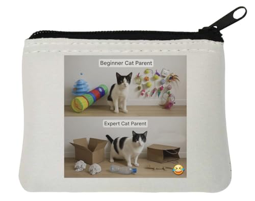 Cat Parent Beginner vs Pro Funny Meme Neopren Münzgeldbeutel 10 x 11 cm Weiß Cat Parent Beginner vs Pro Funny Meme Neopren Münzgeldbeutel 10 x 11 cm Weiß von Generisch