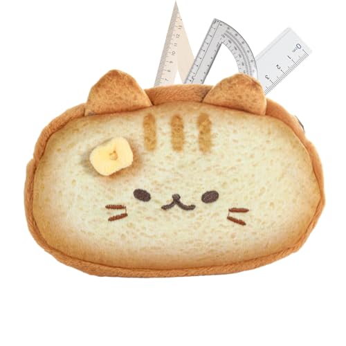 Cat Pen Case - Flauschiger Beutel mit Toast -Design, süßer Cartoon -Organisator für Kinder und Mädchen, weiche Plüsch -Schreibwarenbeutel für Schule und Büro | Unterhaltsamer Mehrzweckspeicher von Generisch