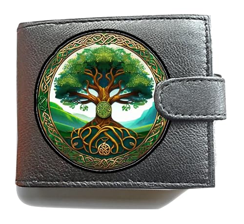 Celtic Tree of Life Anti RFID Theft Wallet Black Soft Leather Large Coin Pocket, Schwarz , L, Klassisch von Generisch