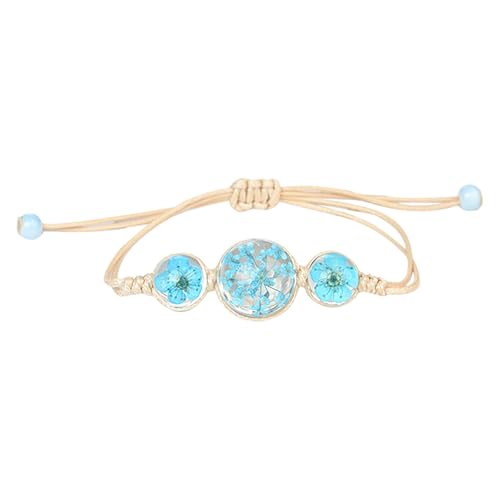 Ceramic Bracelet Hand Jewelry Dried Flower Hand Woven Adjustable Bracelet Student Couple Friend Birthday Chunks Armband (Blue, One Size) von Generisch