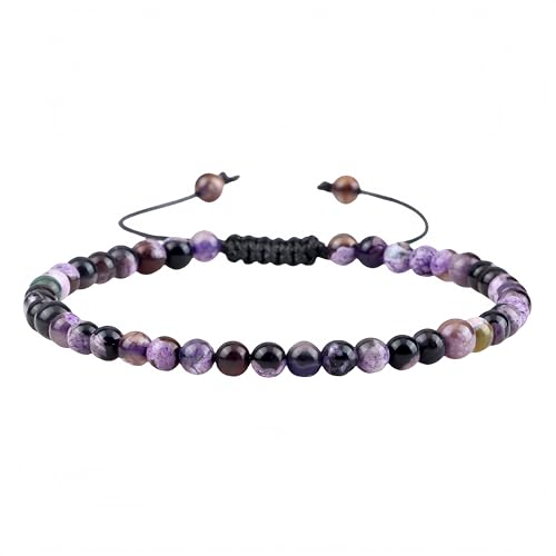 Chakra Armband,4 Mm Mini-Armband Aus Naturstein, Facettierte Bunte Chakra-Perlen, Geflochtener Charm-Schmuck, Jahrestagsgeschenk Für Die Familie Für Frauen Und Männer, Feuerachat, Lila Chakra Armband,4 Mm Mini-Armband Aus Naturstein, Facettierte Bunte Chakra-Perlen, Geflochtener Charm-Schmuck, Jahrestagsgeschenk Für Die Familie Für Frauen Und Männer, Feuerachat, Lila von Generisch