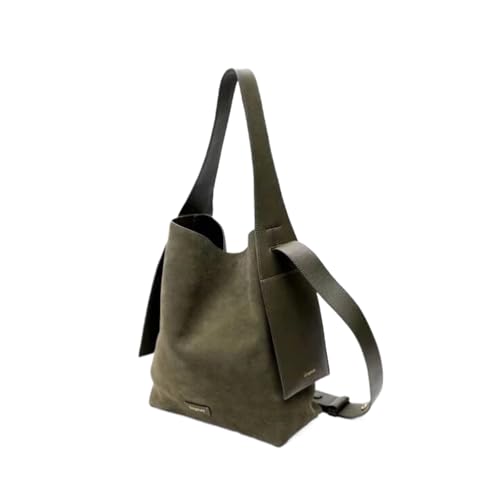 Chamois Leder-Eimertasche, lässige Umhängetasche, einzelne Schultertasche, Messenger-Einkaufstasche, modisches Geschenk für Mädchen, Grün - L, 30.0*13.5*37.0 Chamois Leder-Eimertasche, lässige Umhängetasche, einzelne Schultertasche, Messenger-Einkaufstasche, modisches Geschenk für Mädchen, Grün - L, 30.0*13.5*37.0 von Generisch