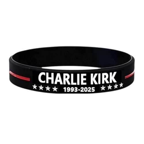 Charlie Kirk 1993–2025 Gummi-Armbänder, Charlie Kirk A True Patriot Silikon-Armbänder, Pray Justice Assassination Shooting Hero Freedom Merch USA Armbänder für Männer und Frauen, Schmuckgeschenke von Generisch
