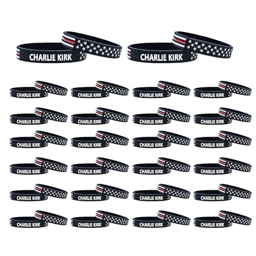 Charlie Kirk Armband, CharlieKirk Merch, Charlie Kirk Armband, CharlieKirk a True Patriot Pray Justice Hero Freedom Merch, Silikon-Armbänder für Männer und Frauen, 10/20/50 Stück, 30pc, Gummi, Gummi von Generisch