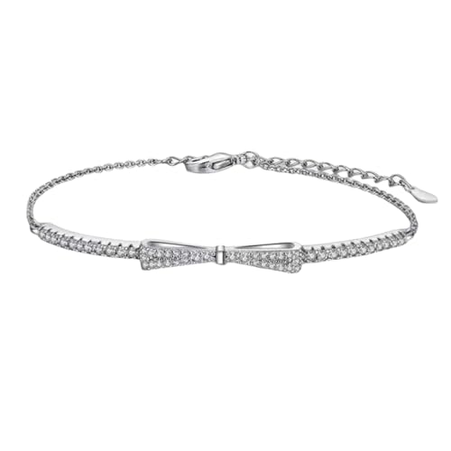 Charm Fashion Knot Tennis Bracelet For With Cubic Zirconia Plated Adjustable Elegant Bracelet For Women Wikinger Armband (Silver, One Size) von Generisch