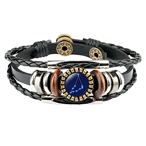 Charm Sternbild Mode 12 Herren Lederschmuck Armbänder Zubehör Armbänder für Frauen Armbänder Ft560, Einheitsgröße, Polyurethan, Kein Edelstein von Generisch